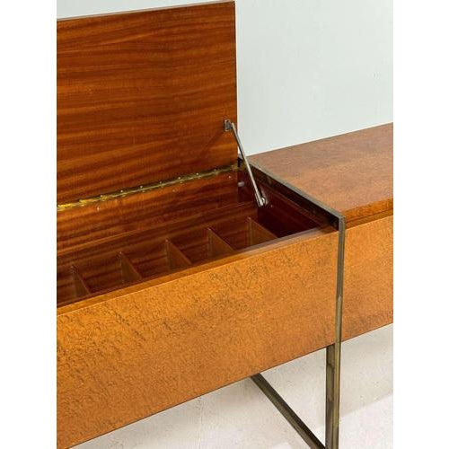 Mid-Century Burlwood and Brass Sideboard For Sale - Image 14 of 15