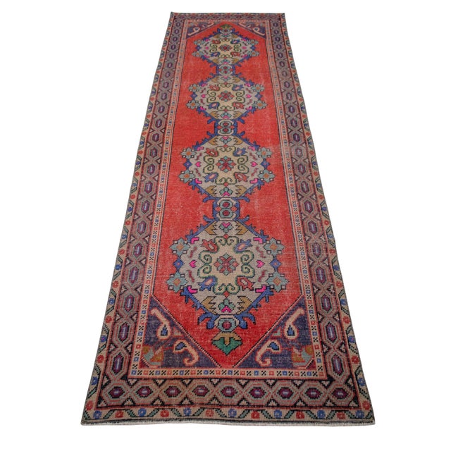Vintage Turkish Hand-Knotted Short Runner Rug - 2′10″ × 9′6″ For Sale - Image 6 of 10