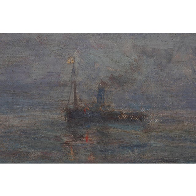 Herman Van Den Berghe, Marine Seascape with Sailing Ships, 1890s, Oil on Canvas For Sale - Image 6 of 11