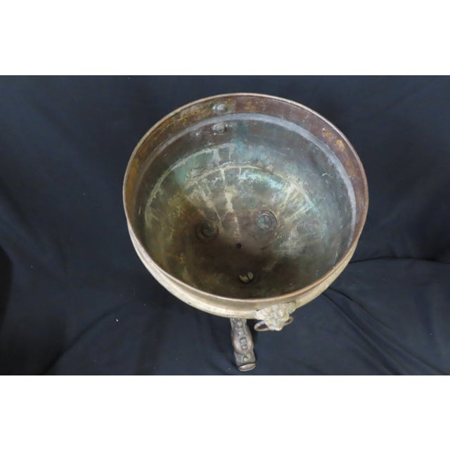 Mid 20th Century Large Antique Brass Japanese Footed Dolphin Planter For Sale - Image 5 of 8