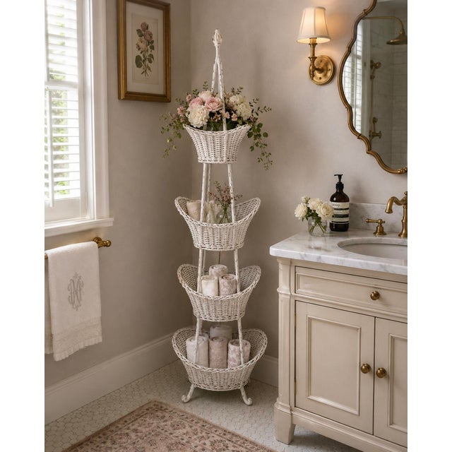 Swedish Antique Woven Metal Floral Basket Stand For Sale - Image 10 of 10