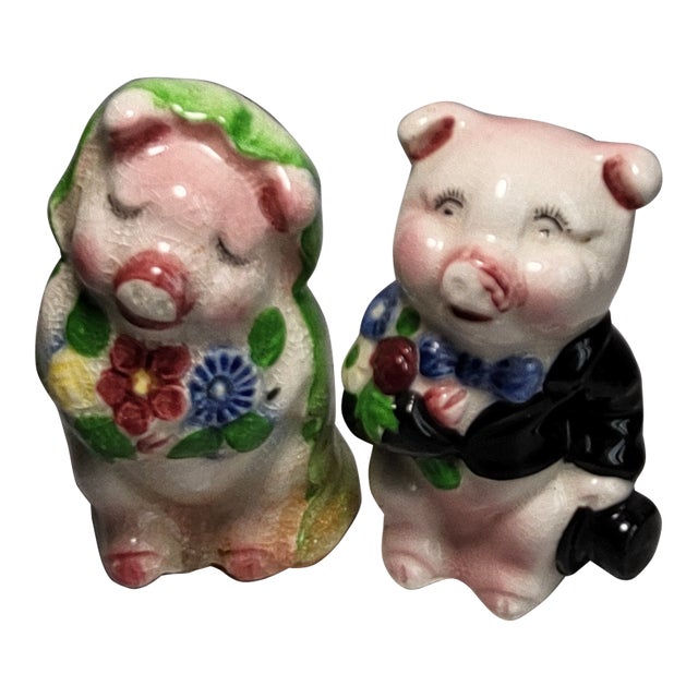 1950s Vintage Py Japan Pig Couple Salt Pepper Shakers For Sale