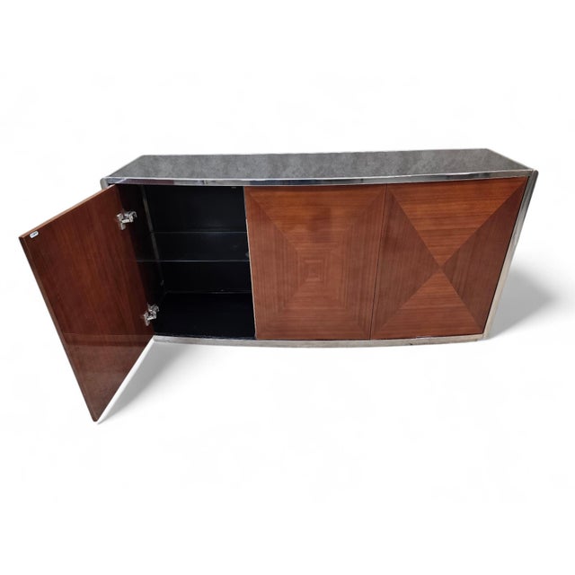 Late 20th Century Italian Postmodern Credenza With Book-Matched Wood Doors For Sale - Image 10 of 10