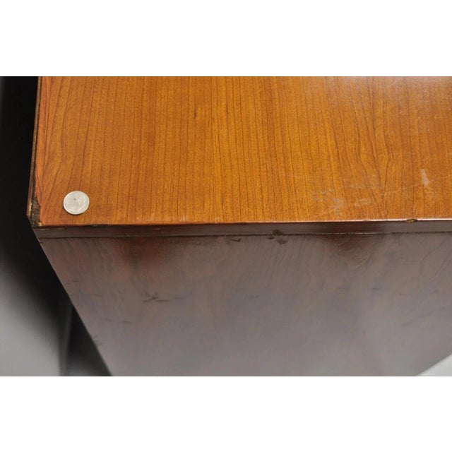 Vintage Mid Century Modern Walnut Brass Base Modernist Kneehole Writing Desk For Sale - Image 9 of 12