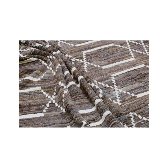 Brown & Natural Modern Wool Rug For Sale In Los Angeles - Image 6 of 6