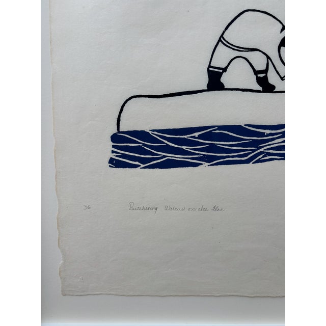 Inuit Stone Engraving by Pitseolak Ashoona "Butchering Walrus on the Floe" 1967 Cape Dorset - Limited Edition 36/50 For Sale - Image 12 of 14
