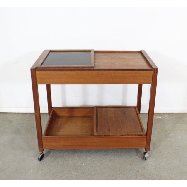 Mid Century Danish Modern Teak Sliding Door Dry Bar Tea Serving