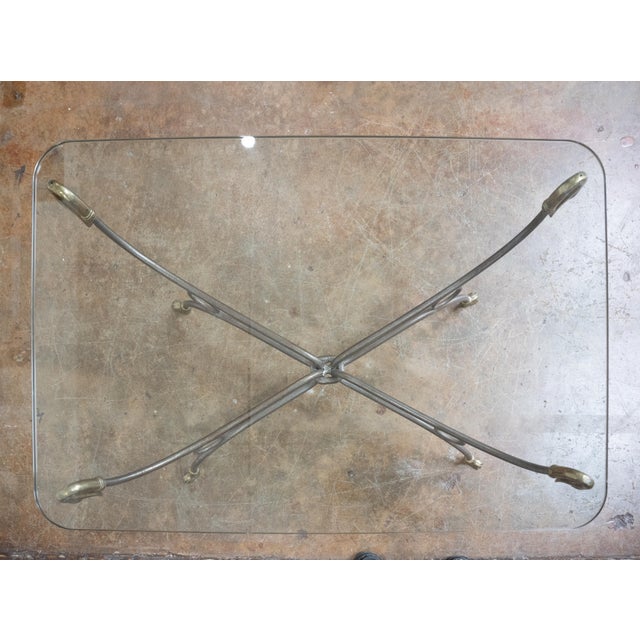 French Mid-Century Coffee or Low Table With Wrought Iron Base and Glass Top For Sale - Image 11 of 11