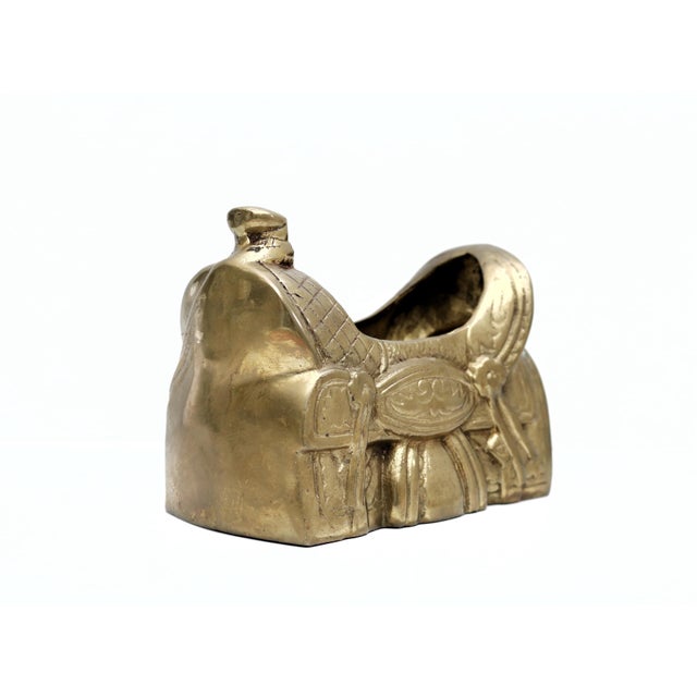 Late 20th Century Vintage Brass Saddle Planter: Farmhouse Decor For Sale - Image 5 of 11