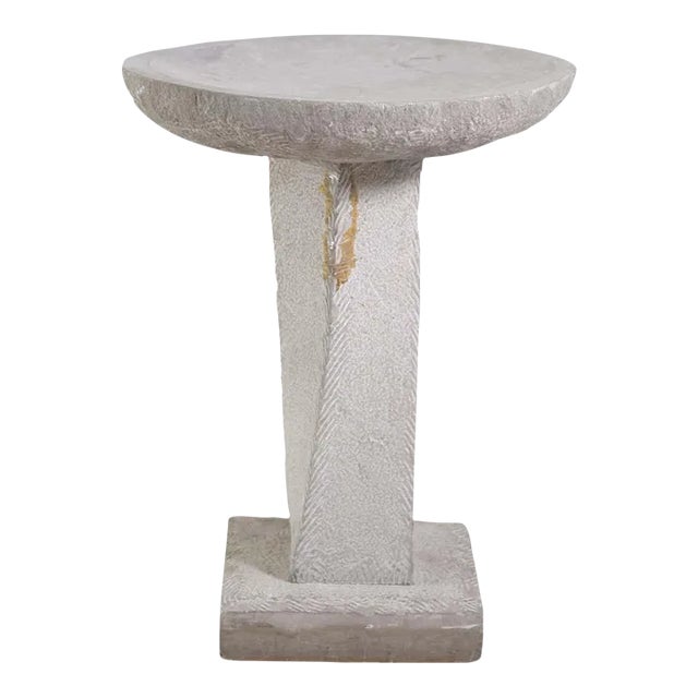 Late 20th Century Modern Repurposed Sculpted Limestone Birdbath For Sale
