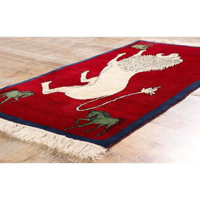 Vintage Persian Pictorial Shiraz Rug, 02'09 X 05'01 For Sale - Image 9 of 11