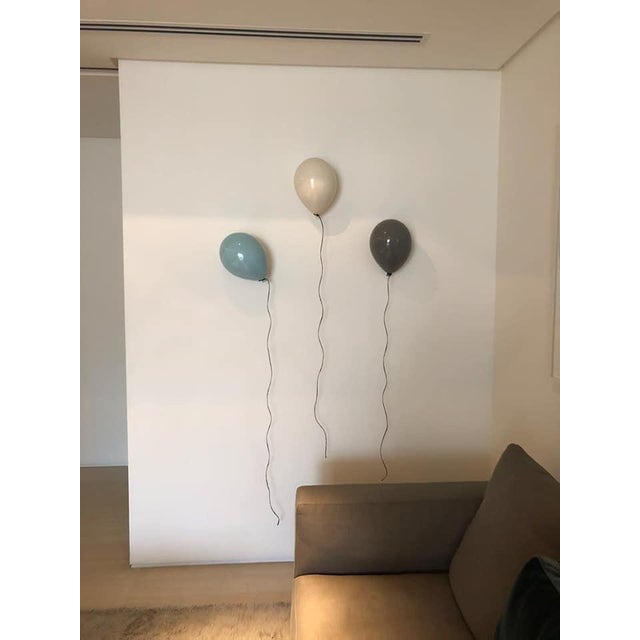 White Glossy Ceramic Balloon Wall Sculpture - Small Size For Sale - Image 4 of 12
