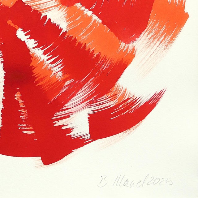 Textile The Red Dress 8 - Abstract Flowy Minimalist Figurative Ink Painting on Paper by Bettina Mauel For Sale - Image 7 of 7