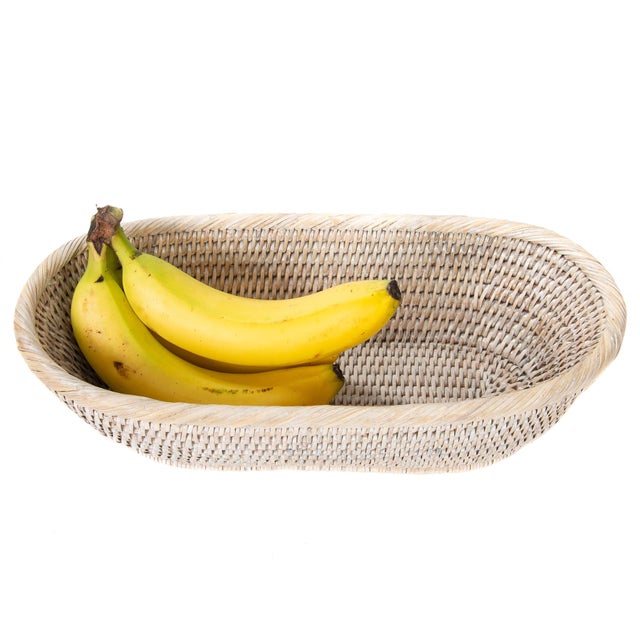 Boho Chic Artifacts Rattan Oval Basket For Sale - Image 3 of 6