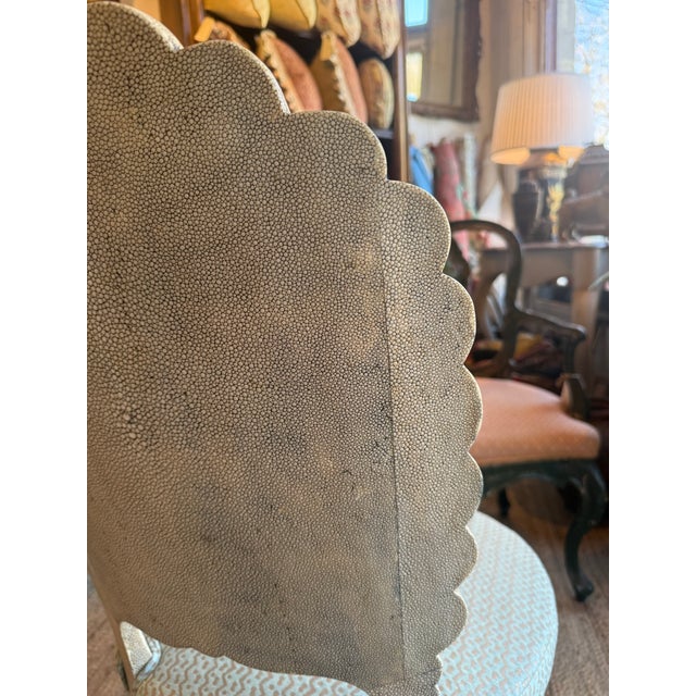 Shagreen Side Chair With Fortuny Upholstery For Sale - Image 4 of 14