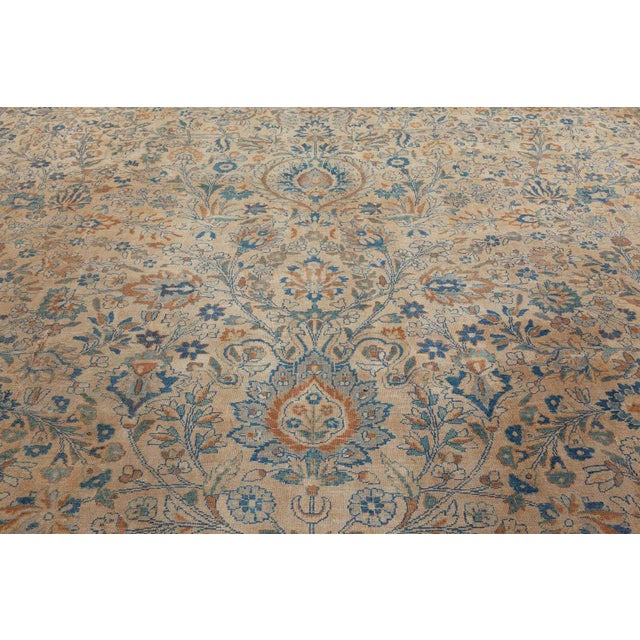 Authentic 1900s Persian Kirman Handmade Wool Rug For Sale - Image 9 of 10