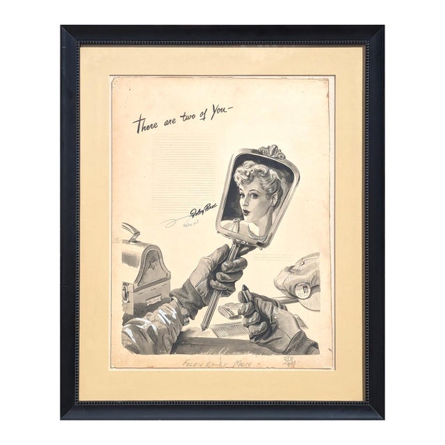 Modern Robert Joy "There are Two of You" Early Modern Original Foley's Ad Layout of Woman & Mirror, Early 20th Century For Sale - Image 3 of 10