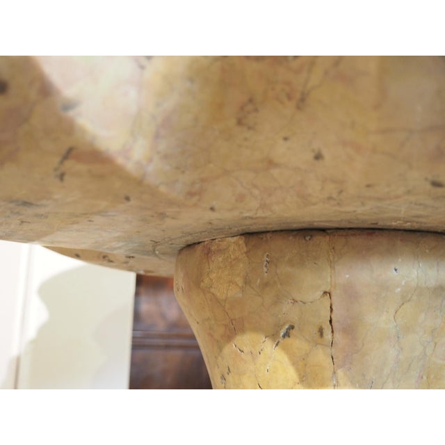 A Carved Italian Giallo Reale Rosato Marble Stoup For Sale - Image 12 of 12
