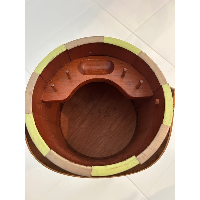 Vintage Standing Tole Painted Wood Sewing Box For Sale In West Palm - Image 6 of 6