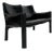 Vintage Italian CAB 414 2-Seater Sofa in in Black Leather by Mario Bellini for Cassina, 1980s For Sale