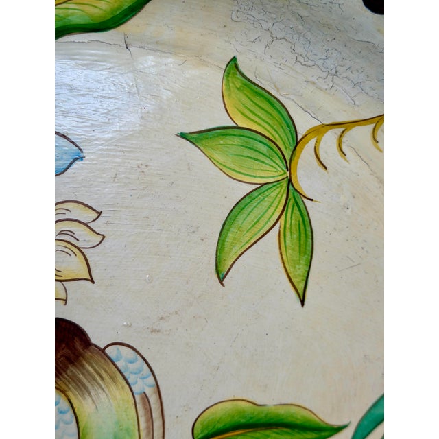 Paper Vintage Hand-Painted Tropical Bird Papier-Mâché Tray For Sale - Image 7 of 10