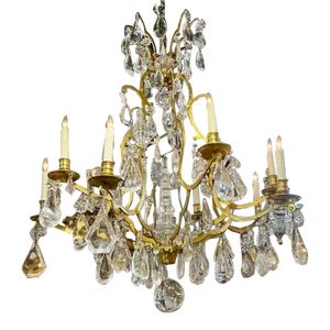 19th Century Louis XV Gilt Bronze and Rock Crystal Chandelier