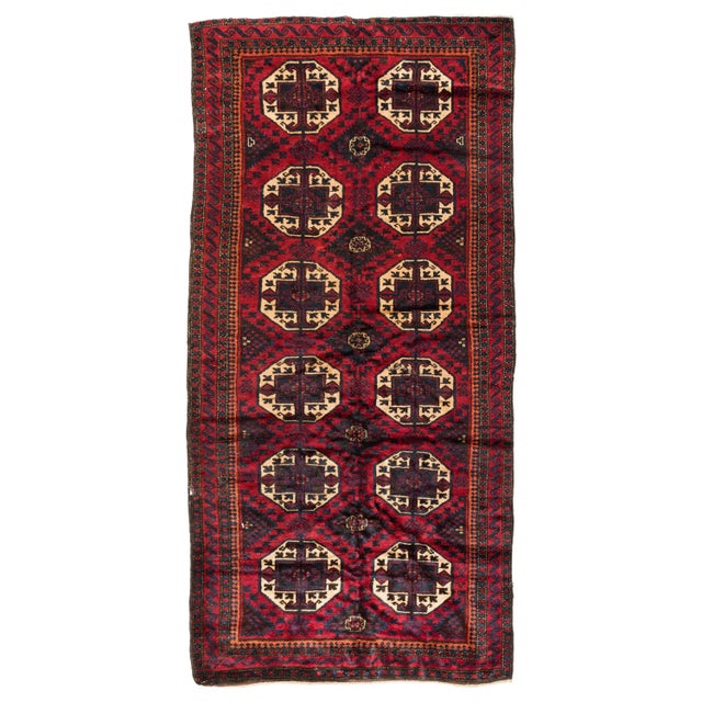1940s 1940s Caucasian Burgundy Geometric Tribal Kazak Rug For Sale - Image 5 of 5