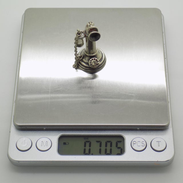 Vintage Italian Handmade Silver Telephone Miniature, 1970s For Sale - Image 9 of 11