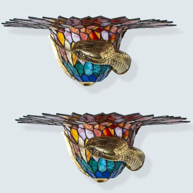 Colorful Wall Light in style of Edgar Brandt, 1920s For Sale - Image 14 of 15