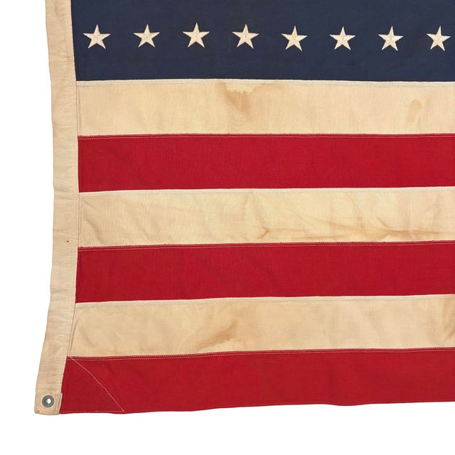 Mid 20th Century Large Vintage Cotton American Flag With 48 Embroidered Stars For Sale - Image 5 of 6