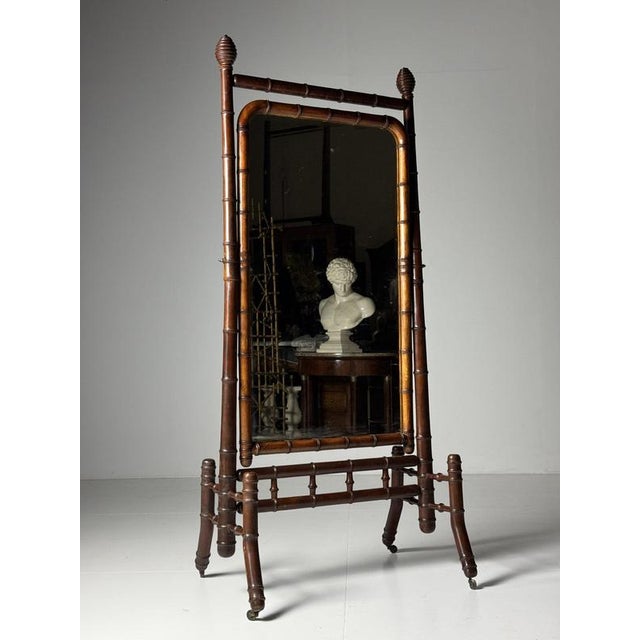 Faux Bamboo Cheval Mirror, 1900s For Sale - Image 17 of 18