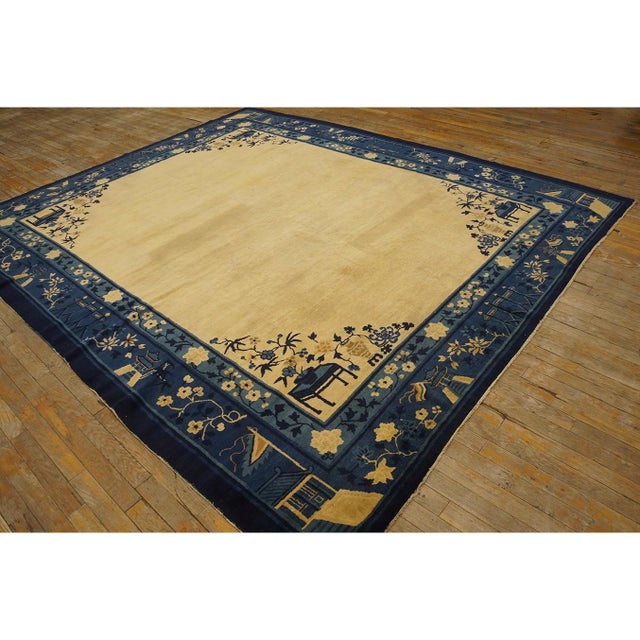 Antique Chinese - Peking Chinese Allover Floral Ivory 1920s Rug, Circa Date: 1920s. This exceptional piece exemplifies the...