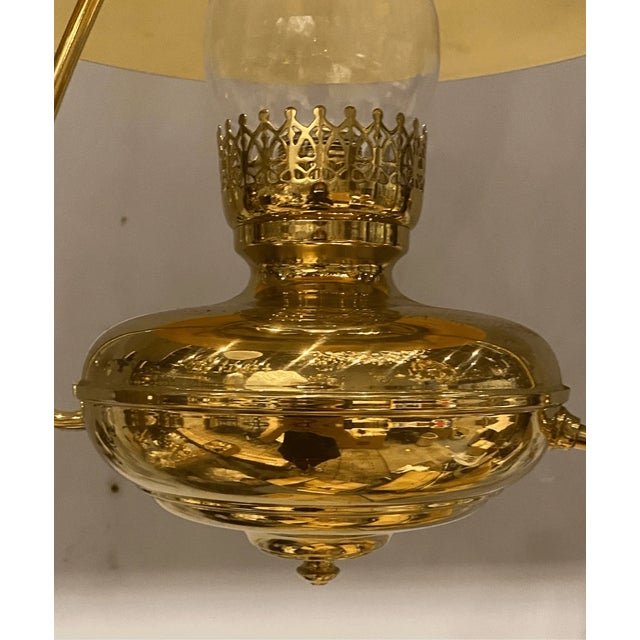 English Vintage Brass Oil Chandelier Eletrified Colonial Lantern For Sale - Image 3 of 6