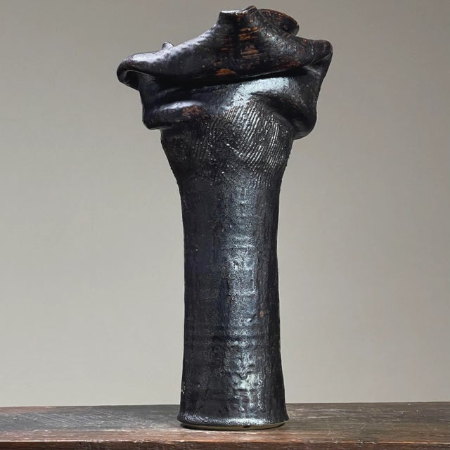 Modern 1970s Vintage George Ohr Style Abstract Ceramic Vase, Signed For Sale - Image 3 of 10