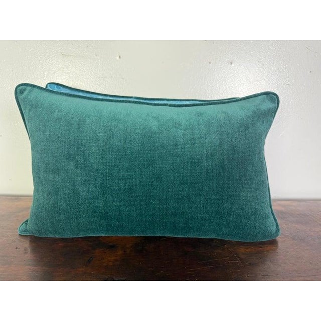 2020s Pair of Teal Fortuny Style Decorative Pillows For Sale - Image 5 of 6