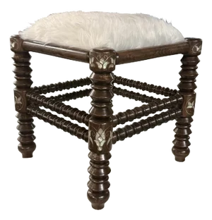 1990s Mother of Pearl Inlaid Stool