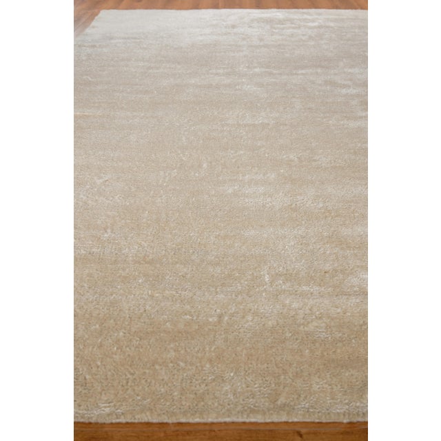 Transitional Exquisite Rugs Plush Hand-Knotted Bamboo Silk & Mohair Ivory Rug-10'X14' For Sale - Image 3 of 7