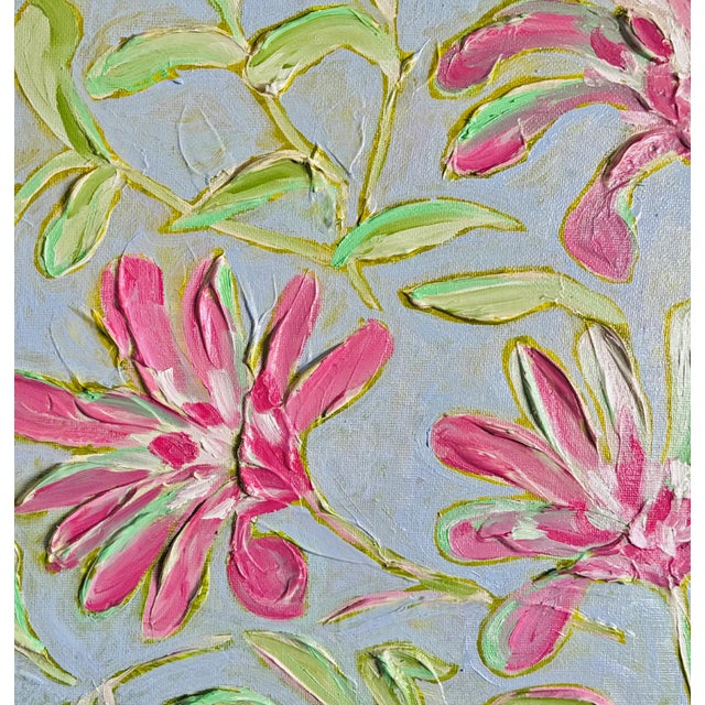 2020s Original Clematis Garden Painting in Gold Bamboo Frame, Oil on Canvas Board, 14" X 18" by Tatiana Duperault For Sale - Image 5 of 5