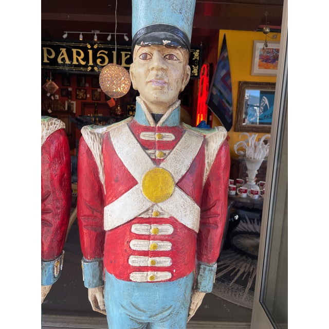 Red 1950s Pair of British Royal Guards Polychrome Statues For Sale - Image 8 of 13