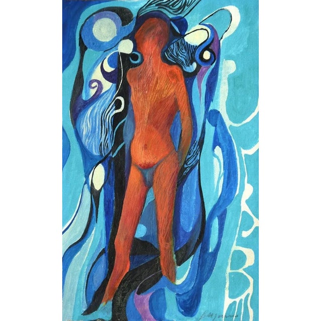 Figure of woman is an original mixed media on cardboard realized by danilo bergamo in 1970s. Hand-signed on the lower...
