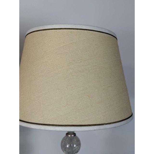 Silver Pair of Hollywood Regency Rock Crystal Stacked Orb Table Lamps - Silver Leaf For Sale - Image 8 of 17