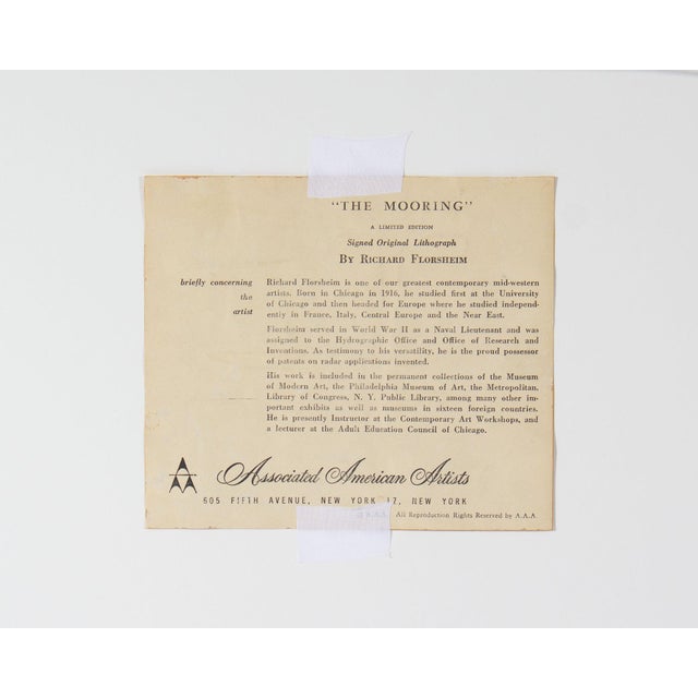 Black “The Mooring” Lithograph Signed by Richard Florsheim For Sale - Image 8 of 8