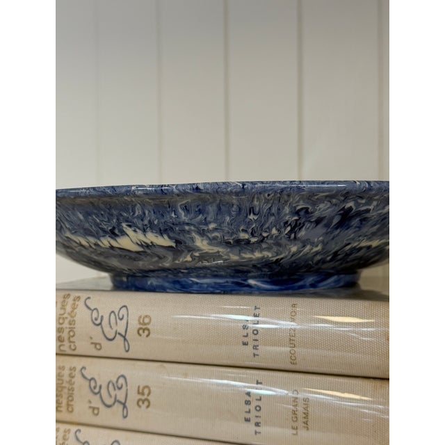 Signed Christine Jouval Blue Aptware Serving Bowl For Sale - Image 10 of 14