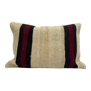 Turkish Hemp Pillow Cushion Natural Beige Black Burgundy Pillow Cushion Cover 16" x 24" For Sale