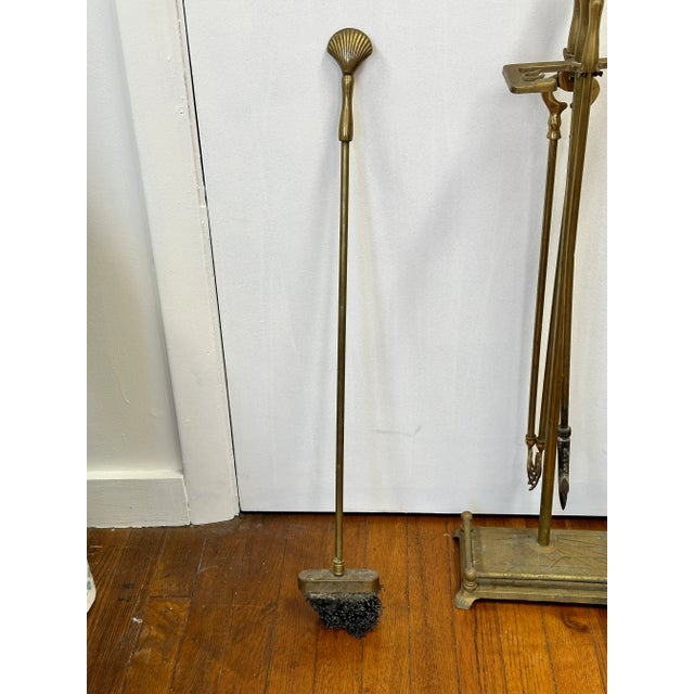 Vintage Brass Clam Shell Fireplace Tool Set - 5 Pieces For Sale In Boston - Image 6 of 12