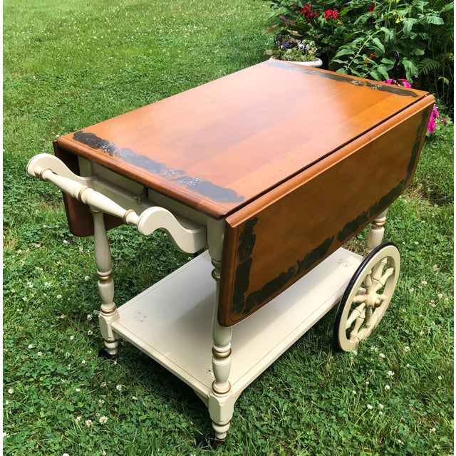 Vintage Ethan Allen Serving Cart Hitchcock Style Stenciled Drop Leaf