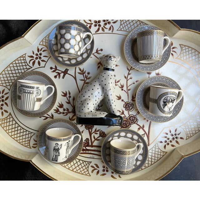 Contemporary Palladium Coffee Cups with Gift Box by Pozzi Milano, Set of 6 For Sale - Image 3 of 8