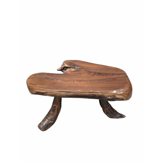 Wood Vintage Live Edge Wood Slab Table For Sale - Image 7 of 9