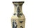 This vintage porcelain vase showcases a unique geometric, multi-faceted rhombus silhouette with a crackle-glazed off-white...