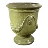 Large French Anduze Garden Urn in Green Glaze For Sale